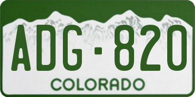 CO license plate ADG820