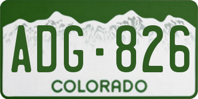 CO license plate ADG826