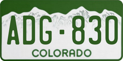 CO license plate ADG830