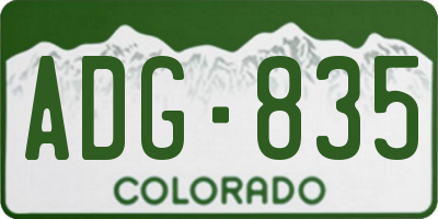 CO license plate ADG835
