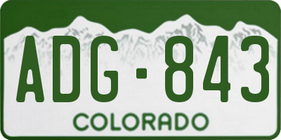 CO license plate ADG843