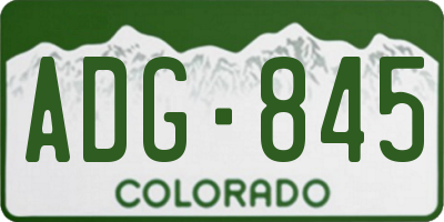 CO license plate ADG845