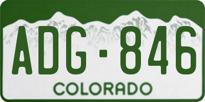 CO license plate ADG846