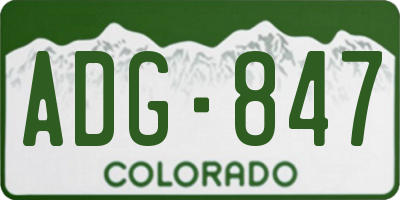 CO license plate ADG847