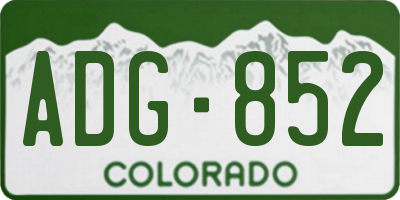 CO license plate ADG852