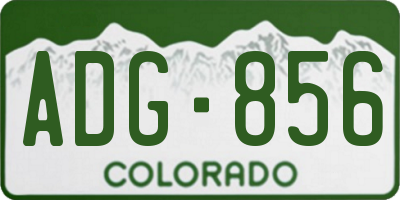 CO license plate ADG856