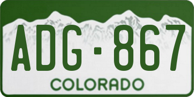 CO license plate ADG867