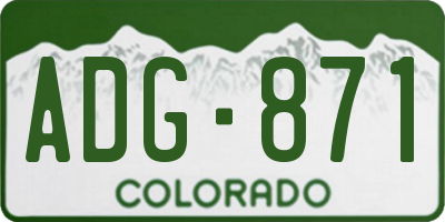 CO license plate ADG871