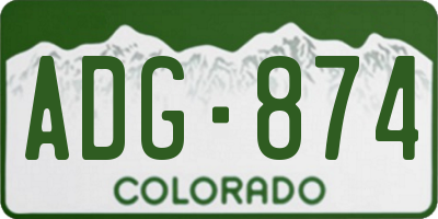 CO license plate ADG874