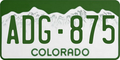CO license plate ADG875
