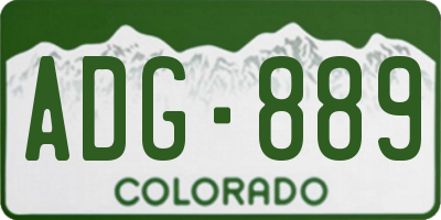 CO license plate ADG889