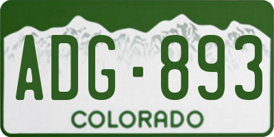 CO license plate ADG893