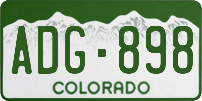 CO license plate ADG898