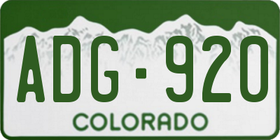 CO license plate ADG920