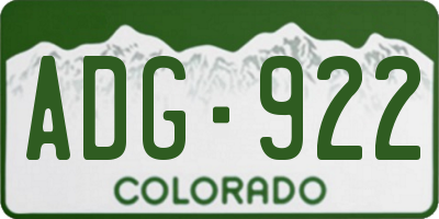 CO license plate ADG922