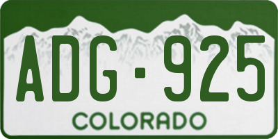 CO license plate ADG925