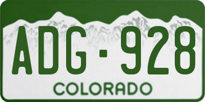 CO license plate ADG928