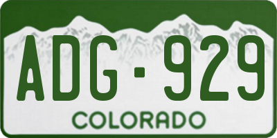 CO license plate ADG929
