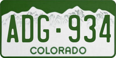 CO license plate ADG934