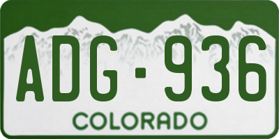 CO license plate ADG936