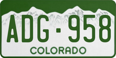 CO license plate ADG958