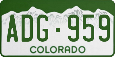 CO license plate ADG959