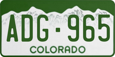 CO license plate ADG965