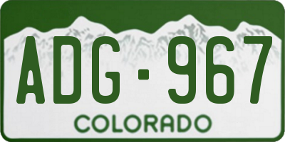 CO license plate ADG967