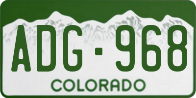 CO license plate ADG968