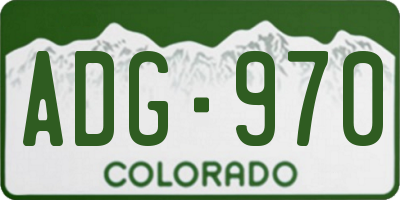 CO license plate ADG970