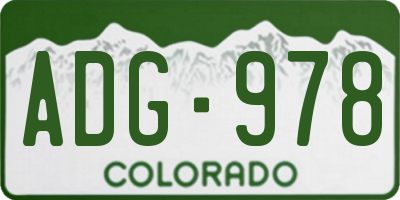 CO license plate ADG978