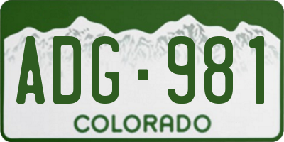 CO license plate ADG981