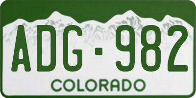 CO license plate ADG982