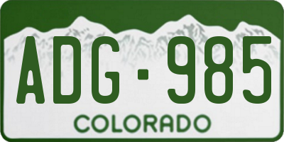 CO license plate ADG985