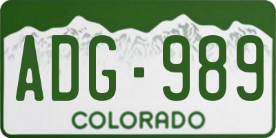 CO license plate ADG989