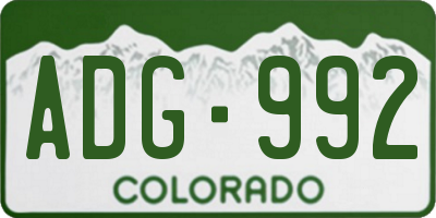 CO license plate ADG992