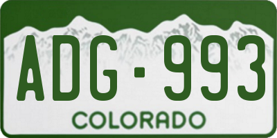 CO license plate ADG993