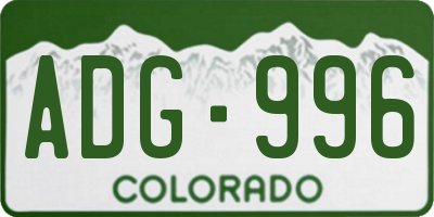 CO license plate ADG996