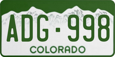 CO license plate ADG998