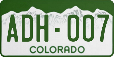 CO license plate ADH007