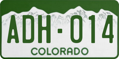 CO license plate ADH014