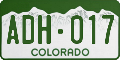 CO license plate ADH017
