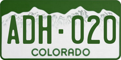 CO license plate ADH020