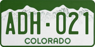 CO license plate ADH021
