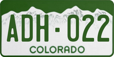 CO license plate ADH022