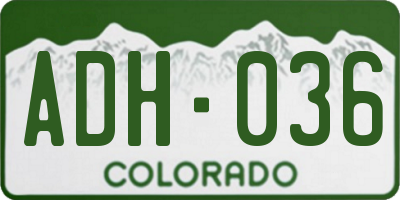 CO license plate ADH036