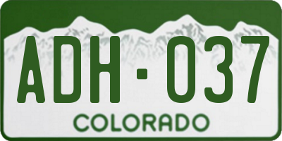 CO license plate ADH037