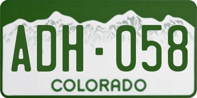 CO license plate ADH058