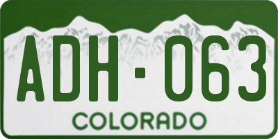 CO license plate ADH063