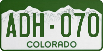 CO license plate ADH070